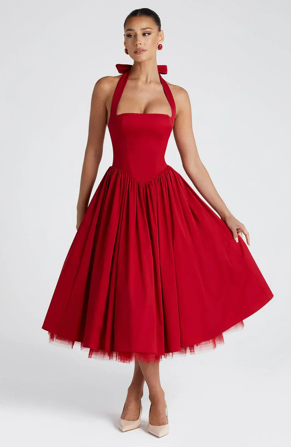 EVANA MIDI DRESS – RED